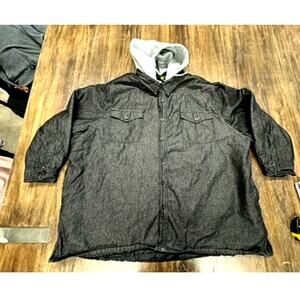 BOULDER CREEK TRADING CO. 5XL Quilted Jacket , Button Up, Removable Hood